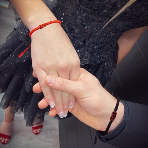 Pulseras de cuerda roja hechas a mano para pareja miniatura 4
