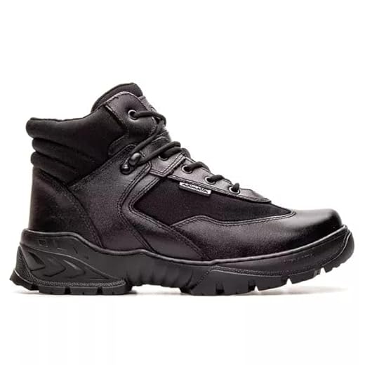 Bota Tática Militar Couro Legítimo PM Cano Curto V Max (Preto, BR, Adulto, Numérico, 39)