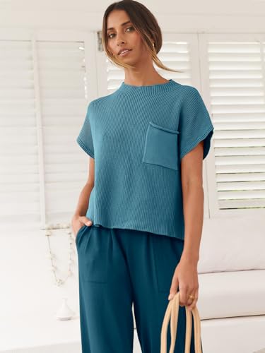 Image of ANRABESS Women's Two Piece Outfits Sweater Sets Knit Pullover Tops and High Waisted Pants Tracksuit Lounge Sets