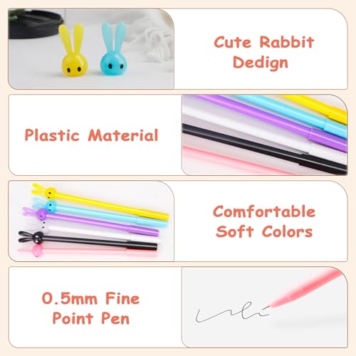 Zoyiancy 12 bolígrafos de gel con tinta negra 0.5mm diseño conejo miniatura 3