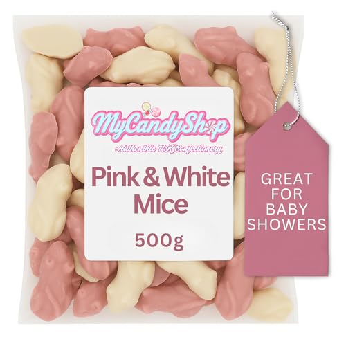 Pink and White Mice 500g Chocolate Treats Smooth Melt-in-Mouth for Parties and Baby Showers ideal as pick and mix sweets or a sweets gift box