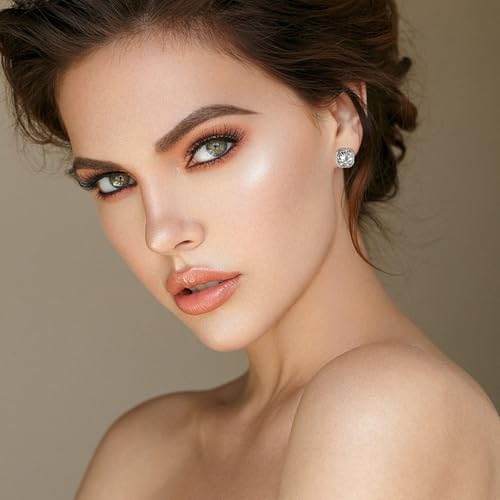 Rhinestone Clip on Earrings, Square Mocha Crystal Silver Clip on Earrings, Hypoallergenic Non Pierced Earrings for Women4