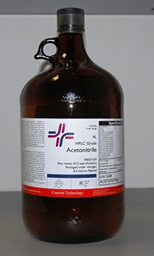 Acetonitrile, HPLC, ACS, 99.9% Min, 4-Liter, Case of 4