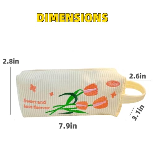 Image of Cute Pencase PenPouch Cosmetics Storage Bag Large Capacity Kawaii Cartoon Flower Bunny Aesthetic Estuche para Lapices (Tulip)