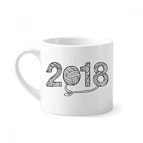 DIYthinker Wool Ball 2018 Happy New Year Mini Coffee Mug White Pottery Ceramic Cup With Handle 6oz Gift