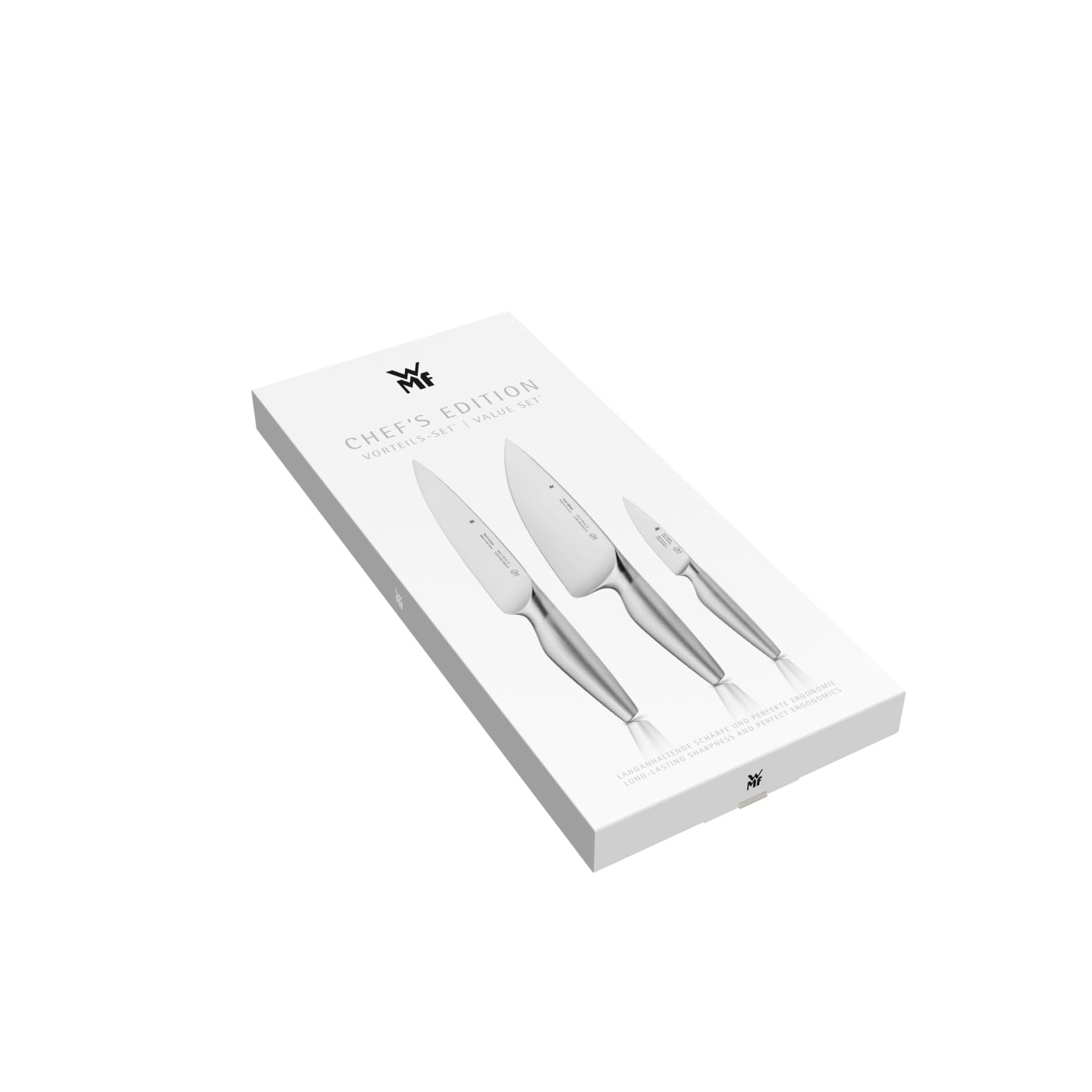 WMF Chef's Edition set de couteaux 3 pièces, Made in Germany, 3 couteaux forgés, couteaux de cuisine, couteaux de chef, couteaux à viande, couteaux d'office, coupe performante, lame spéciale en acier