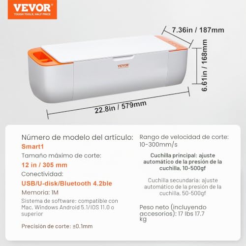 Miniatura 7 de Vevor Corte De Vinilo, Plotter De Corte Con Conectividad Bluetooth, Compatible Con Ios, Android, Windows Y Mac, Diseños Enormes Incluidos, Para Crear Tarjetas Personalizadas, Decoración Del Hogar