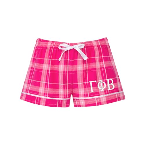 Gamma Phi Beta Sorority Flannel Boxers - G Phi B Boxer Shorts - Gamma Phi Beta Greek Letter Sleepwear Pajama Bottoms