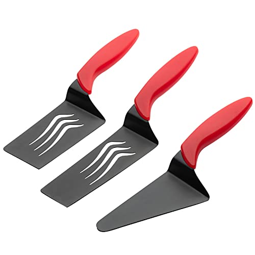 Paleta para Tartas | Juego de espátula Triangular de Acero Inoxidable para Tartas | 3 Piezas con Mango cómodo y Hueco, para cocinar Galletas, Comida Occidental y postres