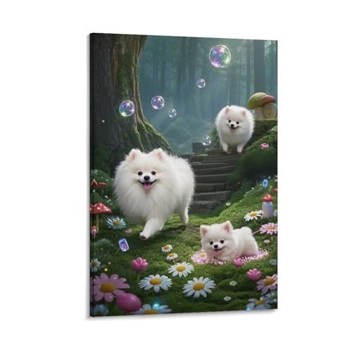 Chot Pomeranian Murale Impression Toile Déco Chambre Cosy