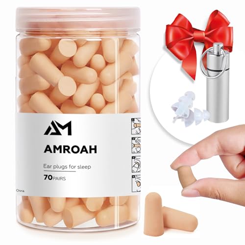 70 Pairs - 38dB Ultra Soft Foam Earplugs for Sleep Noise Canceling Reduction, Comfortable Sponge Ear Plugs Protection for Sleeping Snoring Travel Loud Events Work Concerts Studying