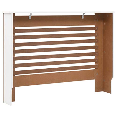Unfade Memory MDF Radiator Cover Heating Cabinet with Additional Shelf Living Room Furniture Decor White (44.1\"x7.5\"x32.1\", Slatted Design) - Thumbnail 3