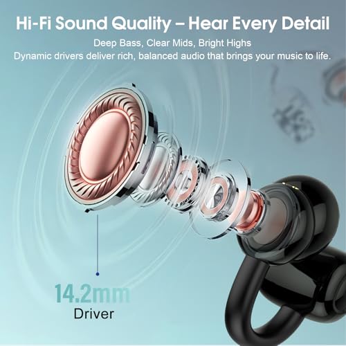 Image of Open Ear Earbuds Wireless Clip on Headphones Bluetooth 5.4 Ear Buds with DNN Noise Cancelling, 48H Playtime, Low Latency, Fashion Design, Secure Fit, Clear Sound for Music & Calls