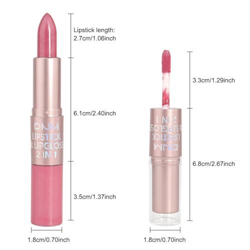 Image of evpct 2 in 1 Rose Pink Glitter Metallic Shimmer Diamond Lipstick and Lip Gloss Set for Women Long Lasting Waterproof, Baby Nude Pink Sparkle Glitter Shiny Lipstick and Lip Liner Makeup Set, 06#