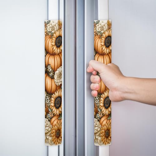 Image of Autumn Refrigerator Door Handle Covers Set of 2 Fridge Door Handle Decor