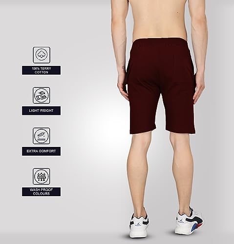 Image of Sleepynuts Regular Fit Terry Cotton Plain Shorts for Men