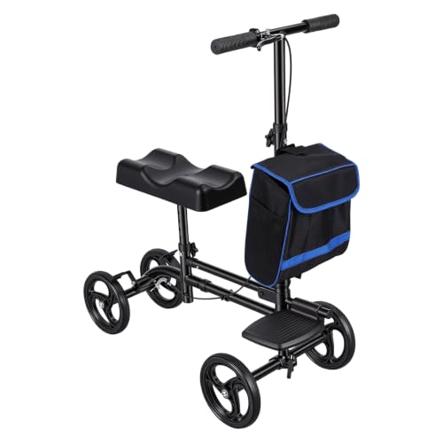 Image of BlessReach Premium Knee Scooter - High Carbon Steel Knee-Scooter with Shock Absorption & Removable Bag, Adjustable Foldable Knee Scooters for Foot /Ankle Surgery Recovery
