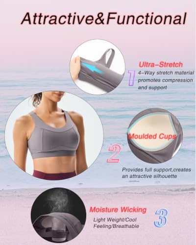 Image of RUNNING GIRL High Impact Sports Bras for Women,Racerback Running Bra Workout Crop Tank Tops Longline Sports Bra Push up