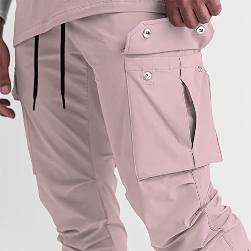 Diotsr Mens Lightweight Joggers Pants, Cargo Athletic Sweatpants For Men, Slim Workout Pants With Pockets (Pink, Medium) #TOP2