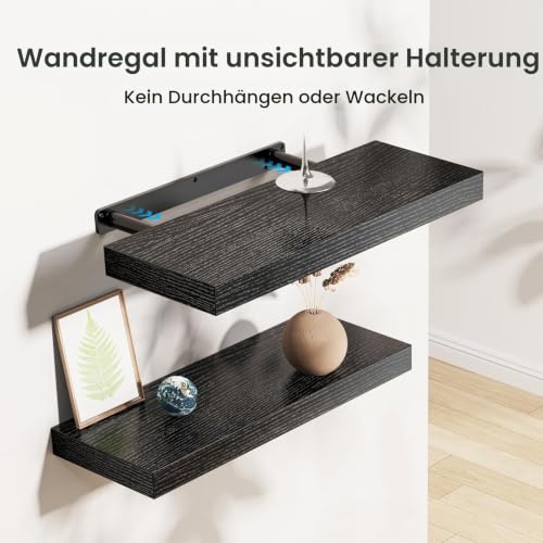 STOREMIC Wandregal, 40cm Regale Wand, 3er-Set Schweberegal Schwarz – Ansicht 6