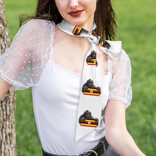 Bigfoot Hold Uganda Flag Women's Luxury Satin Silk Scarf for Hair Neck Purse - Soft Lightweight Sun Protection Bandana Accessory with Glossy Finish for Summer Handbag Decoration2
