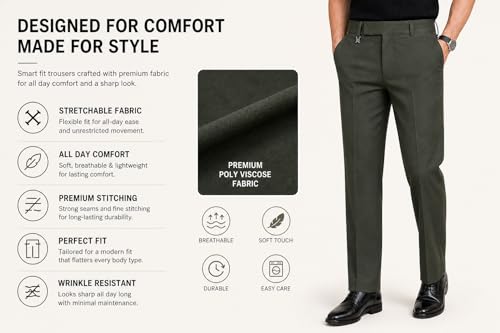 Image of Men's Formal Trouser Pant| Men's Bootcut Important Pant | Men Slim Fit Pants, Straight Fit Formal Trouser | Elegant Styling for Daily Use