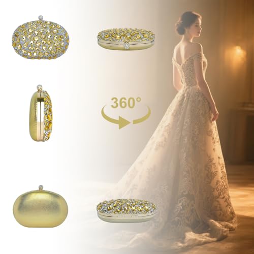 Image of Sparkling Crystal Diamond Women's Rhinestone Clutch Purse with Round Pearl Clasp