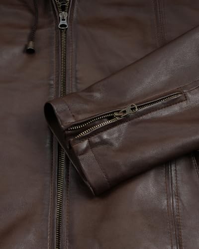 Image of Blingsoul Real Leather Jacket Men - Detachable Hooded lambskin Leather Jackets For Mens