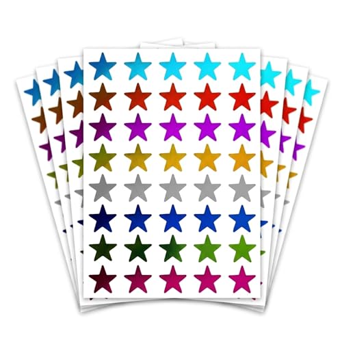 8 Colours 1000 Pack Foil Star Metallic Stickers 15mm