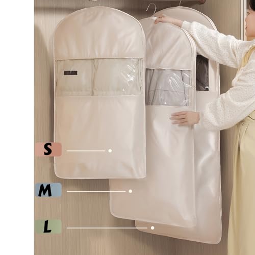 Hanging Garment Bag with Self Compression Zipper,Space Saving Hanging & Closet Organizer, Self Compression Clothes Bag for Down Coats/Winter Jackets/Thick Clothes(Large/Medium/Short, 3-Pack) (Gary)4