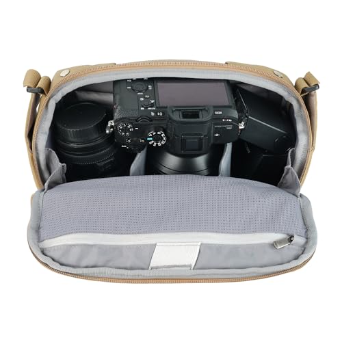 Image of VANGUARD VEO Metro S4L Camera & Everyday Shoulder Bag (Beige) - Fits Mirrorless /DSLR + 2 Lenses, 8.3 inch Tablet Storage, Top-Access Design, Travel-Ready