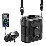 KIMMOO 5 in 1 Portable Turbo Waist Clip Fan, 100 Speeds, Powerful 13500RPM, 24H Cooling, LED Display, Flashlight, Rechargeable Wearable Belt Body Shirt Fan for Camping Outdoor Jobsite (Black)