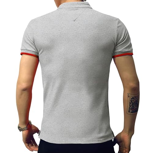 Camiseta polo para hombre LOGEEYAR, cuello polo, manga corta, ajuste slim, 95 % algodón y 5 % spandex miniatura 3