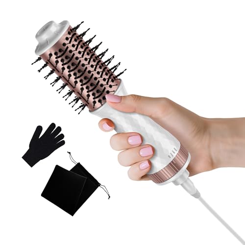 Brush Hair Dryer MINI, 4 in 1 Hair Dryer Brush, Round Brush Hair Dryer Travel, Blow Dryer Brush for Drying Straightening Curling Volumizing Hair