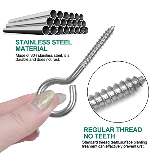 Catime 12 Pcs M6*80mm Self Tapping Eye Screws with Plastic Expansion Tubes, 304 Stainless Steel Screw-in Eye Hooks, Heavy Duty Eyelet Ring Screws Bolts for Home Office Workplace