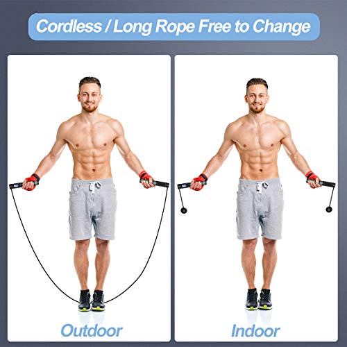 KOVEBBLE 縄跳び 大人用 重量付き縄跳び デジタルカウント縄跳び コードレス エクササイズ用 エクササイズコードレス ボール フィットネス トレーニング 自宅 アウトドア メンズ レディース キッズ (B―ブラック) 2枚目