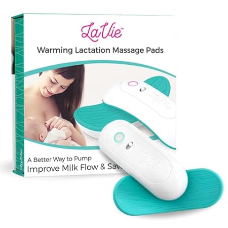 LaVie Warming Lactation Massager, 2 Pads, Heat and Vibration, Breastfeeding Essentials, Improve Milk Flow, Clogged Ducts, Engorgement, Mastitis