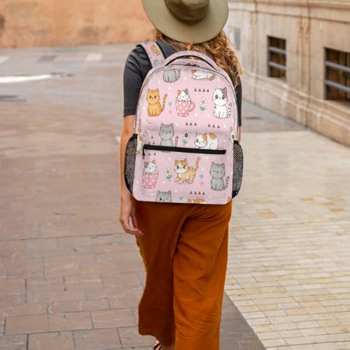 Mochila para laptop de 15.6 ligera con diseño de taza de gato para adolescentes y estudiantes 6