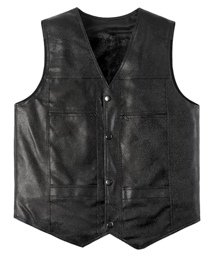 Harbrosrce Chaqueta Moto Cuero Hombre PU Chaleco Airbag Moto Chaleco Cuero con Forro Polar