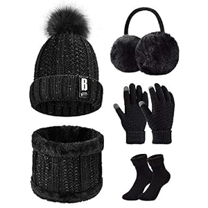Tuopua wintermuts handschoenen dames warme beanie winter muts gebreide muts sjaal gebreide handschoenen verdikte sokken pluche oorbeschermers combi set geschenk voor outdoor sport warmte