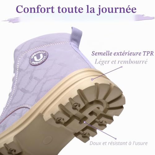 NBOFIEHY Chaussures de Sécurité Femmes Antidérapante Imperméables Basket Securite avec Embout en Acier Bottes de Sécurité Confortable Légère Chaussures de Travail Respirante, Violet, 36 EU – vue 6