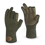 KastKing Bully Wooly 3-Cut Fingerless Fishing Gloves, Ice Fishing, Wool Gloves, Cold Weather Thermal Warm Knit Glove for Running, Driving, Hunting, Hiking, Winter Gloves for Women & Men