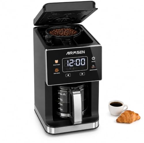 AIRMSEN Grind & Brew Coffee Maker Built-In Grinder 5-Cup
