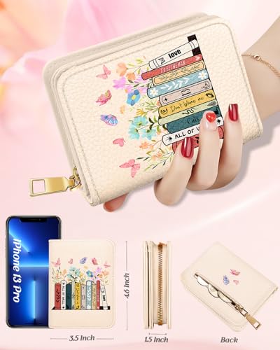 Image of Bistup Leather 12 Slot Accordion Card Holder Wallet, Little Book | Accordion Storage, Zipper Around Closure, Compact Patterned Wallet for IDs, Cards, Cash, Daily Carry and Gifts