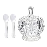 DUEBEL Glas-Kaviar-Kühler-Set mit 2 Perlmuttlöffeln von 8,9 cm – ideal für Küche, Gastronomie und Restaurant