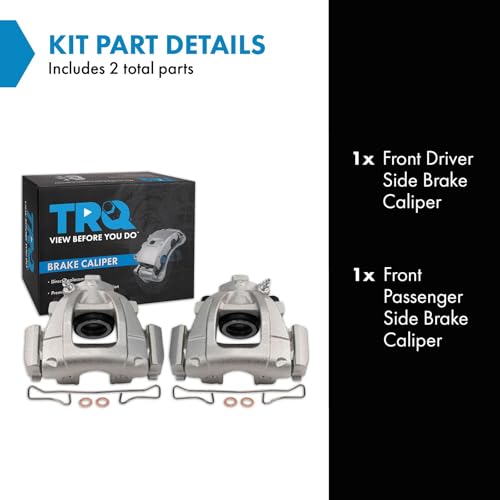 Image of TRQ Front Brake Caliper Set Zinc Coated Brackets Compatible with 2002-2008 Mini Cooper
