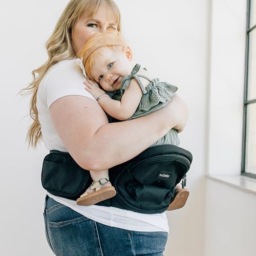 TushBaby The Only Safety Certified Hip Seat Baby Carrier – As Seen On Shark Tank, Ergonomic Waist Carrier for Newborns, Toddlers & Children, Black