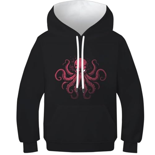 Sweat à capuche pieuvre unisexe pull léger à manches longues pour garçons et filles