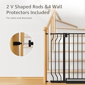 Mom's Choice-GROWNSY Baby Gate for Stairs, 29.5"-48.4" Pressure Mounted Baby Gate for Top of Stair&Doorway with Y-Spindle Rods, Anti-Trip Pedal, Wide Stairs Dog Gate Easy Install w/Red Reminder,Black Mom’s Choice-GROWNSY Baby Gate for Stairs, 29.5″-48.4″ Pressure Mounted Baby Gate for Top of Stair&Doorway with Y-Spindle Rods, Anti-Trip Pedal, Wide Stairs Dog Gate Easy Install w/Red Reminder,Black