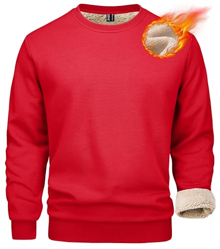 MAGCOMSEN Men's Sherpa Lined Sweatshirts Fleece Pullover Basic Tops Warm Crewneck Winter Sweatshirt